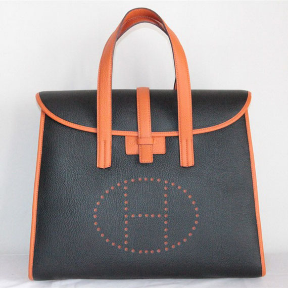 Best Hermes FeuDou Bag Black/Orange 509095 - Click Image to Close